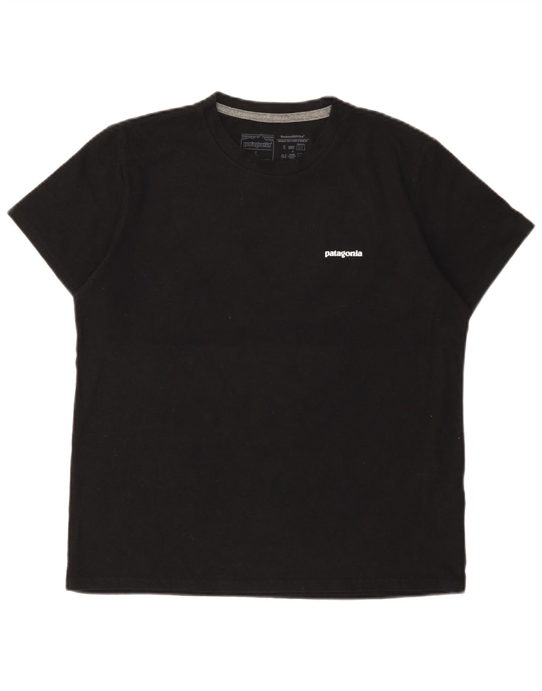 Patagonia Dame Grafisk T-Shirt Top UK 16 Stor Sort Polyester
