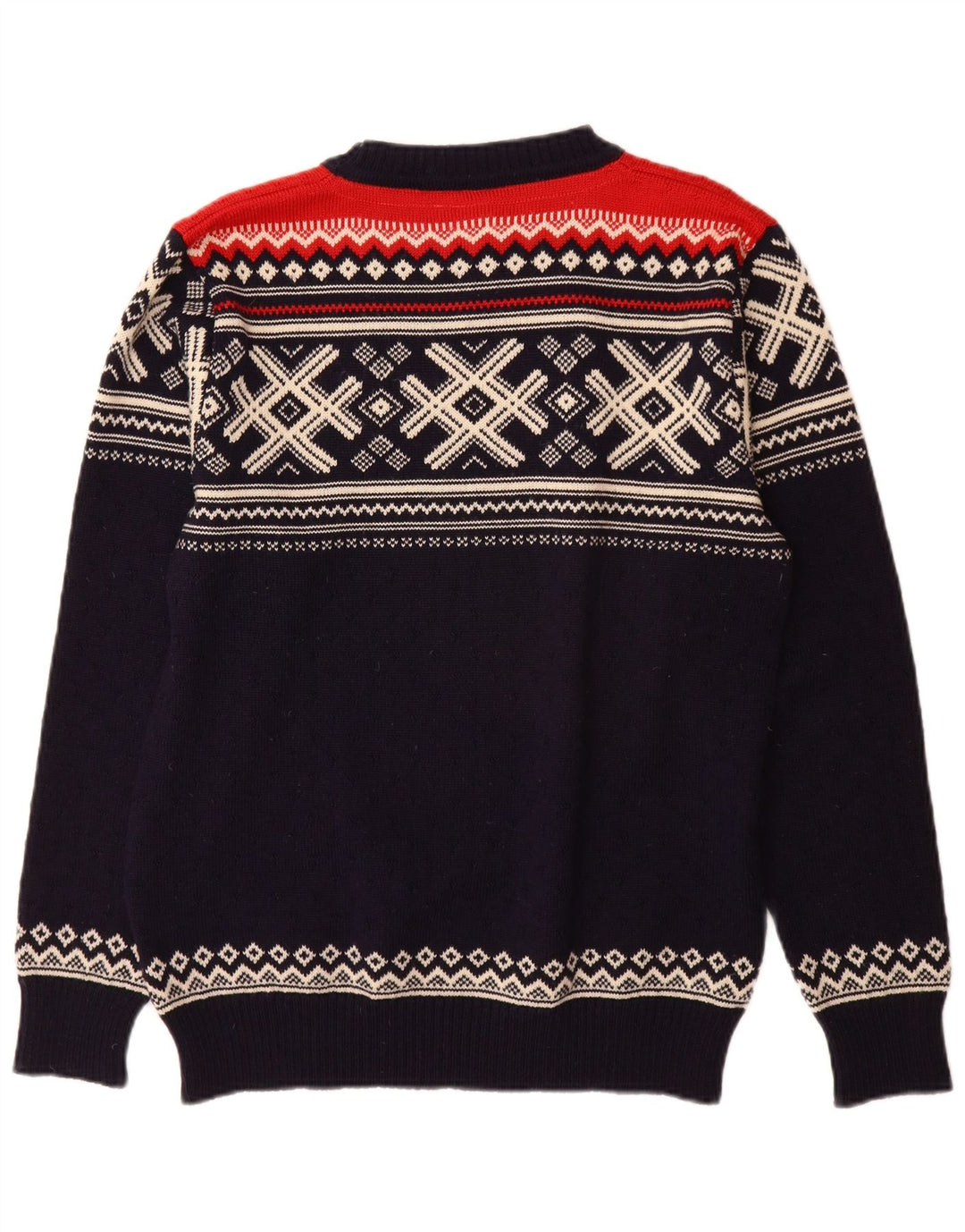 DALE OF NORWAY Herre Boat Neck Jumper Sweater Medium Navy Blue Fair Isle