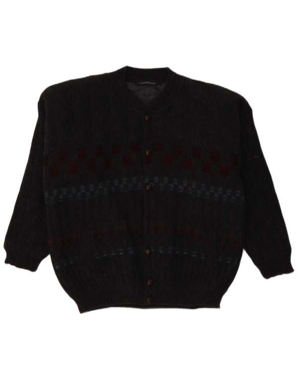 FINNEGAN Herre Cardigan Sweater Stor Grå Geometrisk Akryl