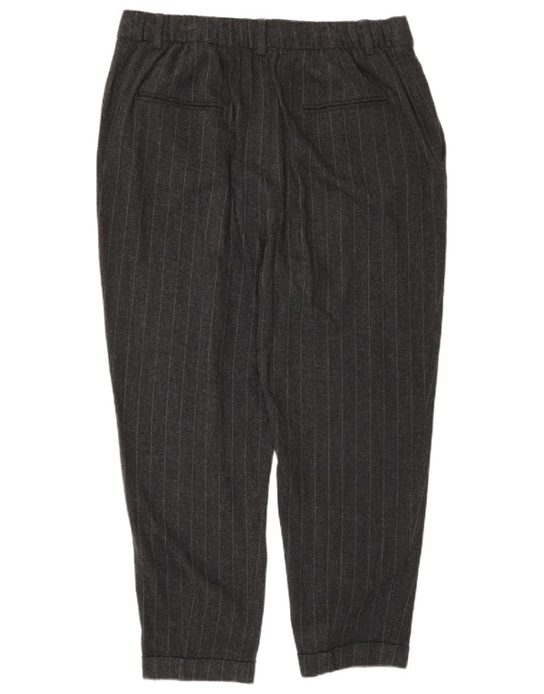 Zara Womens Tapered Cropped Trousers Large W30 L24 Gråstribet