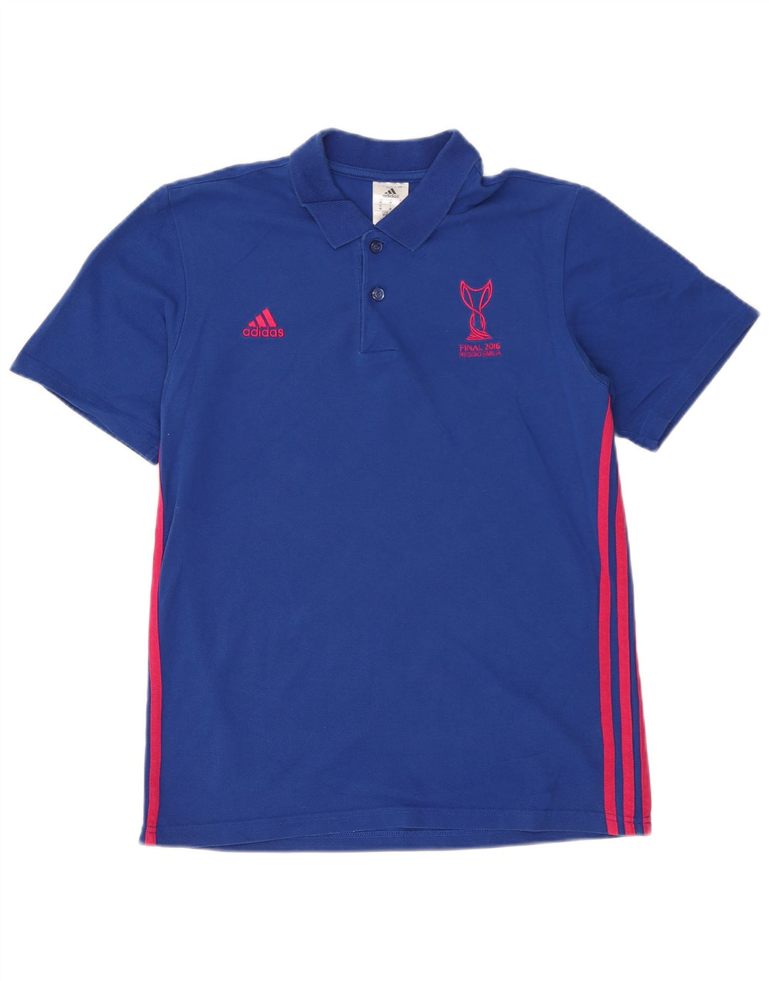 Adidas grafisk poloshirt til mænd mellemblå bomuld