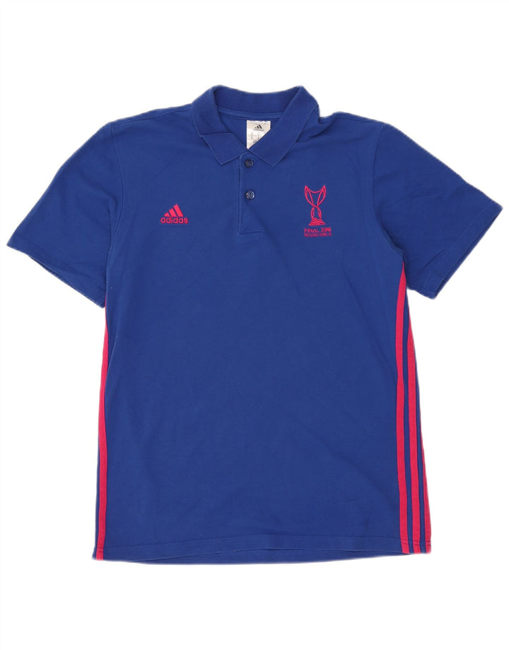 Adidas grafisk poloshirt til mænd mellemblå bomuld