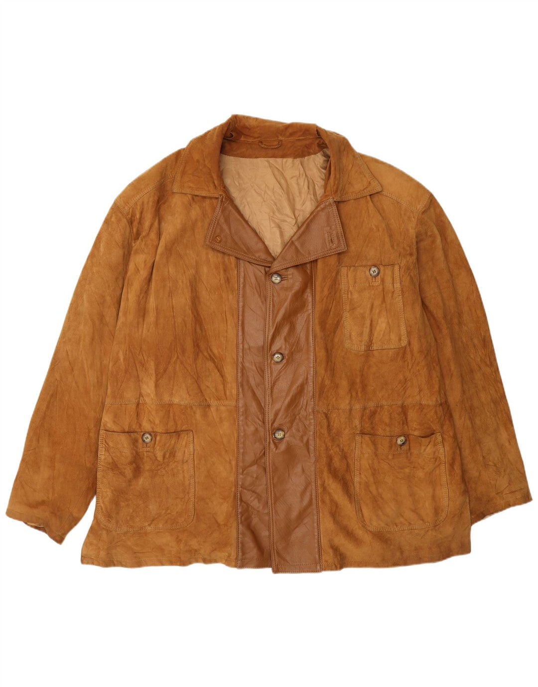 Vintage herre ruskindsjakke IT 54 XL beige læder