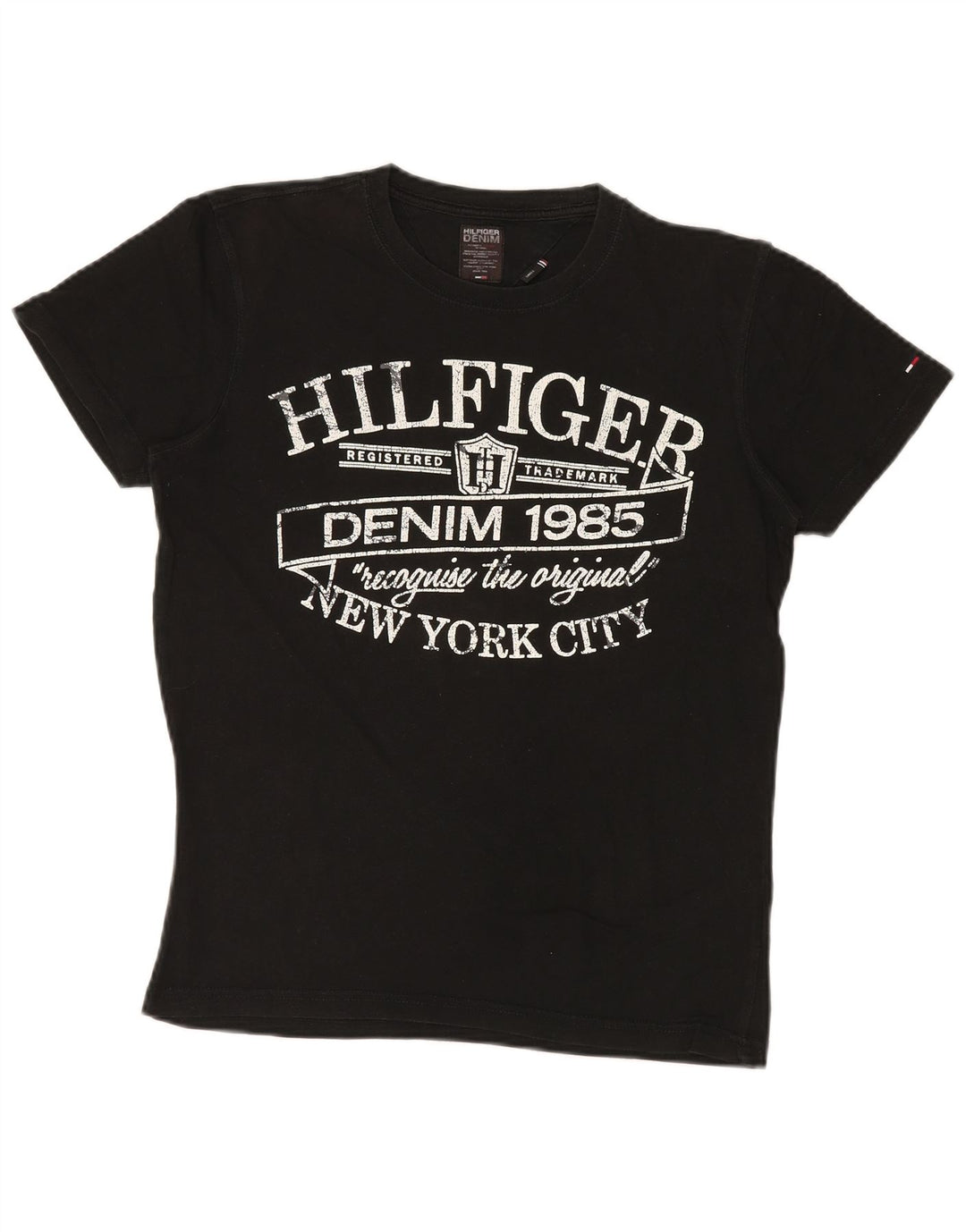 TOMMY HILFIGER Herre grafisk T-shirt Top Lille sort bomuld
