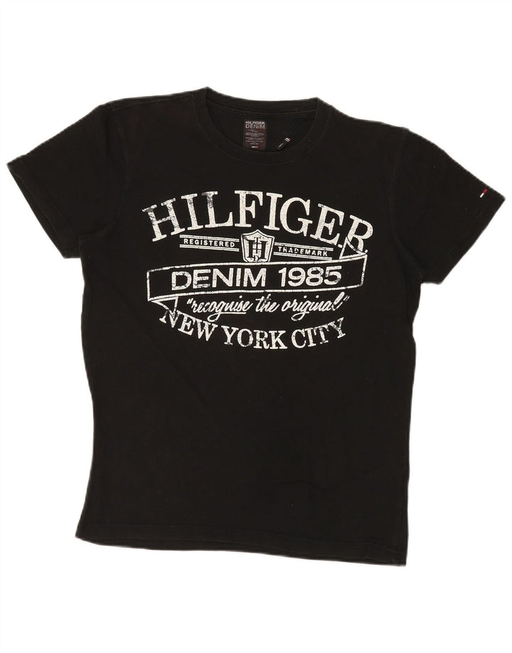 TOMMY HILFIGER Herre grafisk T-shirt Top Lille sort bomuld