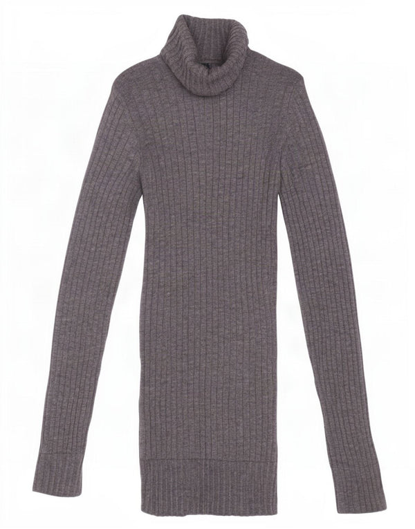 Zara Dame Roll Neck Jumper Sweater UK 8 Small Grey Uld