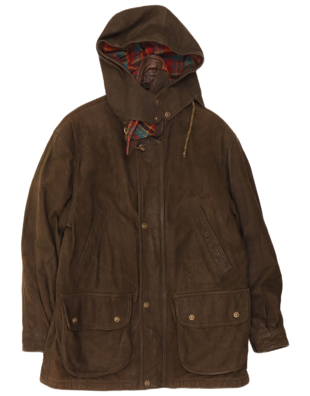 Conrad Herre Hooded Læder Windbreaker Coat IT 52 XL Khaki