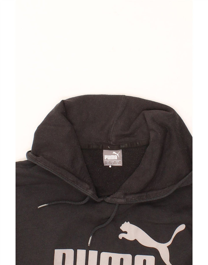 PUMA Mens Graphic Hoodie Jumper Large Black Cotton Vintage Puma and Second-Hand Puma from Messina Hembry 