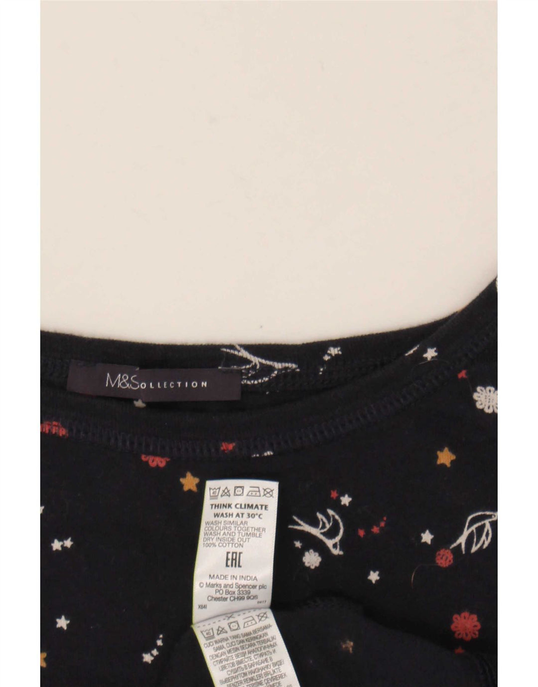 Marks & Spencer kvinders abstrakt mønster top 3/4 ærmer UK 20 2XL marineblå