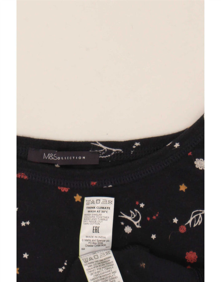 Marks & Spencer kvinders abstrakt mønster top 3/4 ærmer UK 20 2XL marineblå
