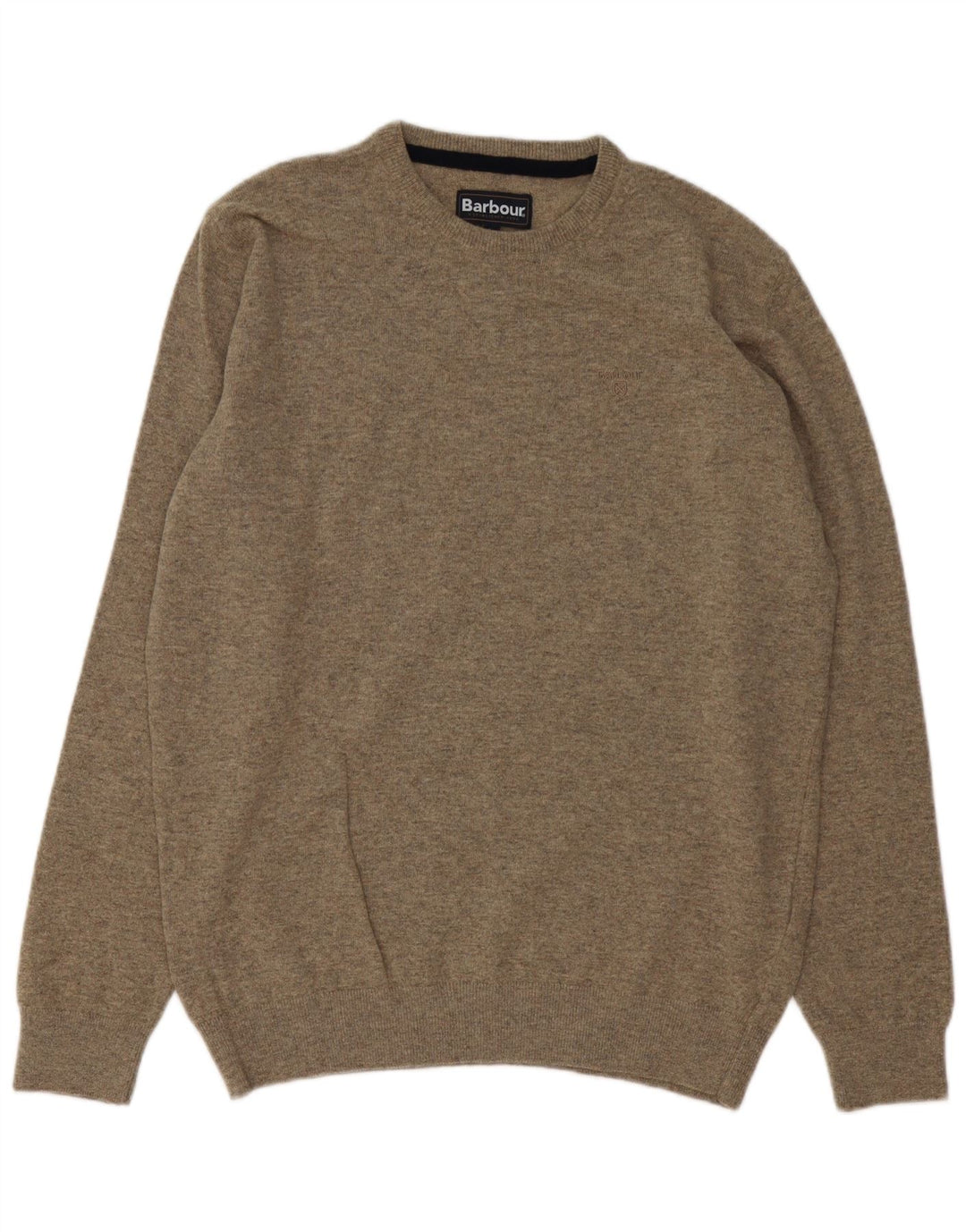 Barbour herre rund hals sweater stor grå uld