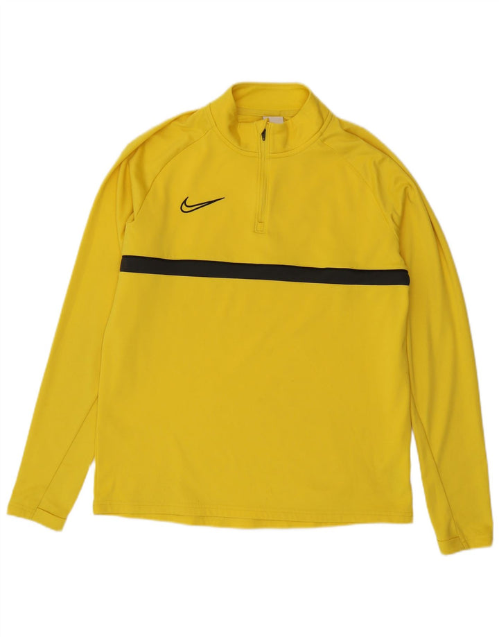 Nike Herre Dri Fit Pullover med lynlås-hals Træningsdragt Top Medium Gul Colourblock