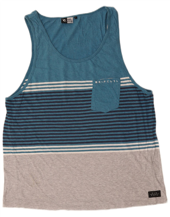 Rip Curl Damevest Top UK 16 Stor blå stribet bomuld