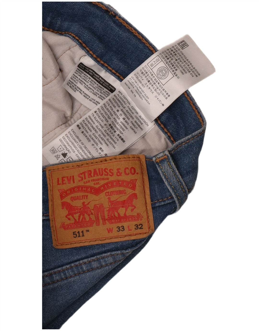 Levi's Herre 511 Slim Jeans W33 L32 Blå Bomuld