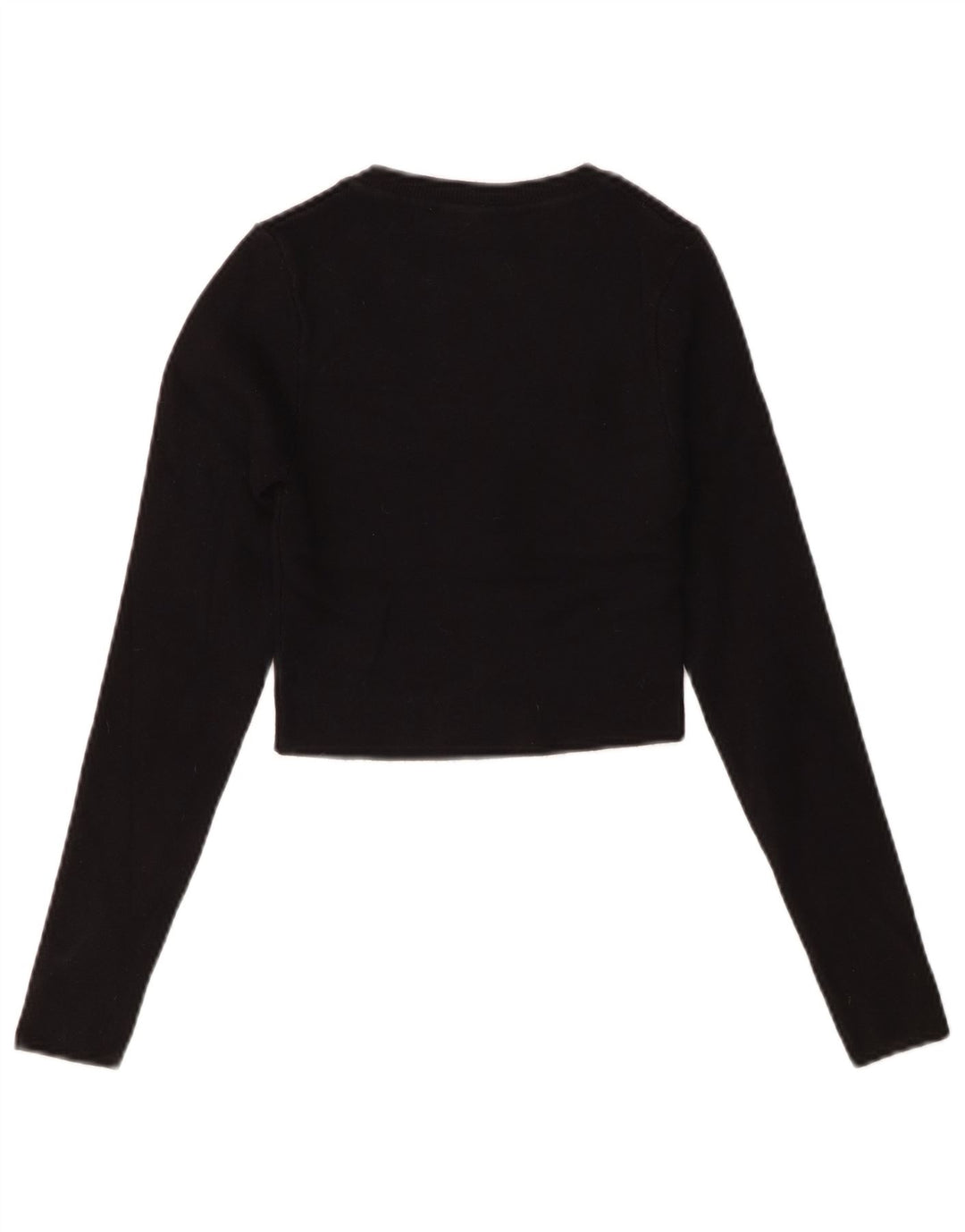 Zara Womens Crop Top Langærmet UK 8 Small Black Viscose