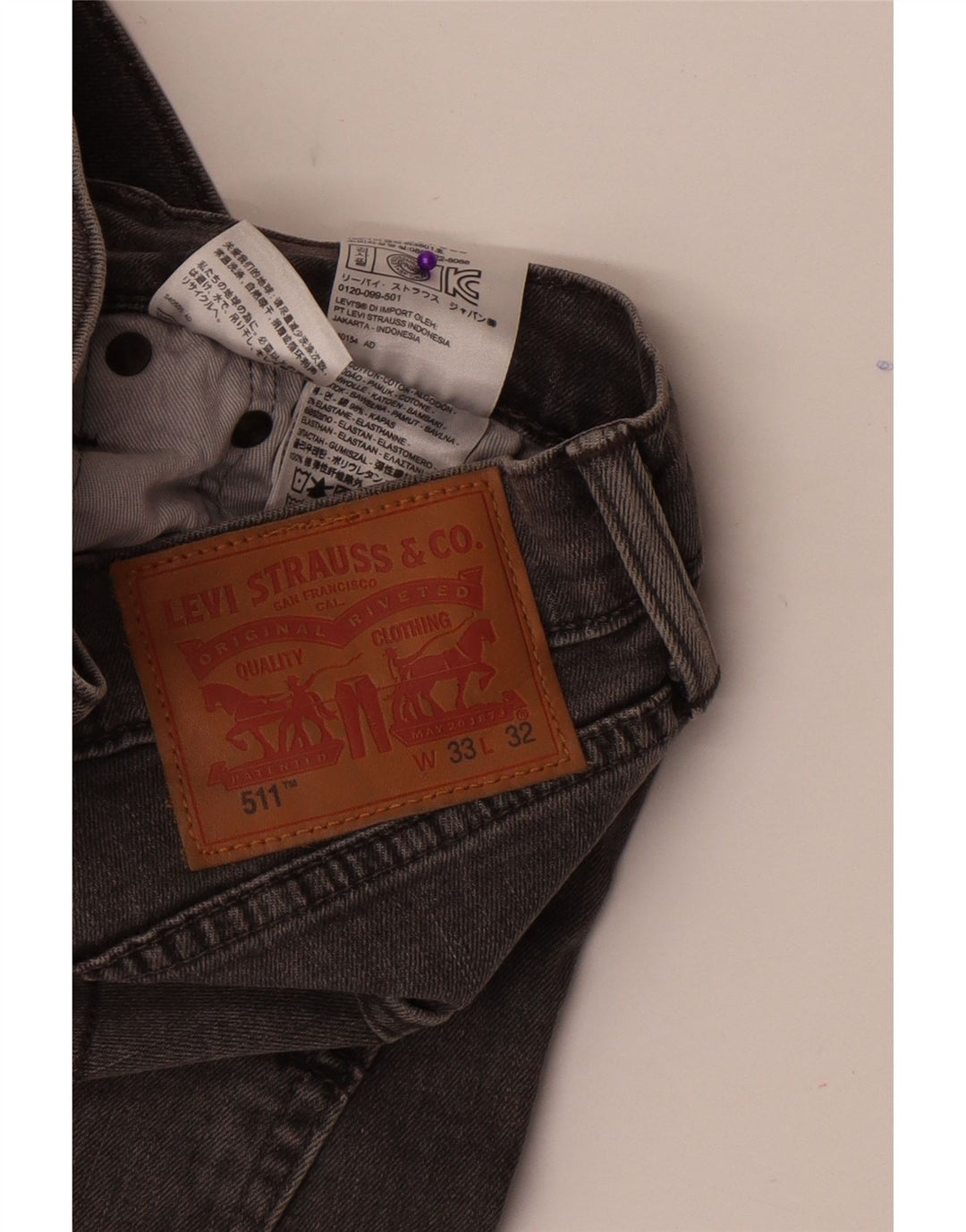 Levi's Herre 511 Slim Jeans W33 L32 Grå Bomuld