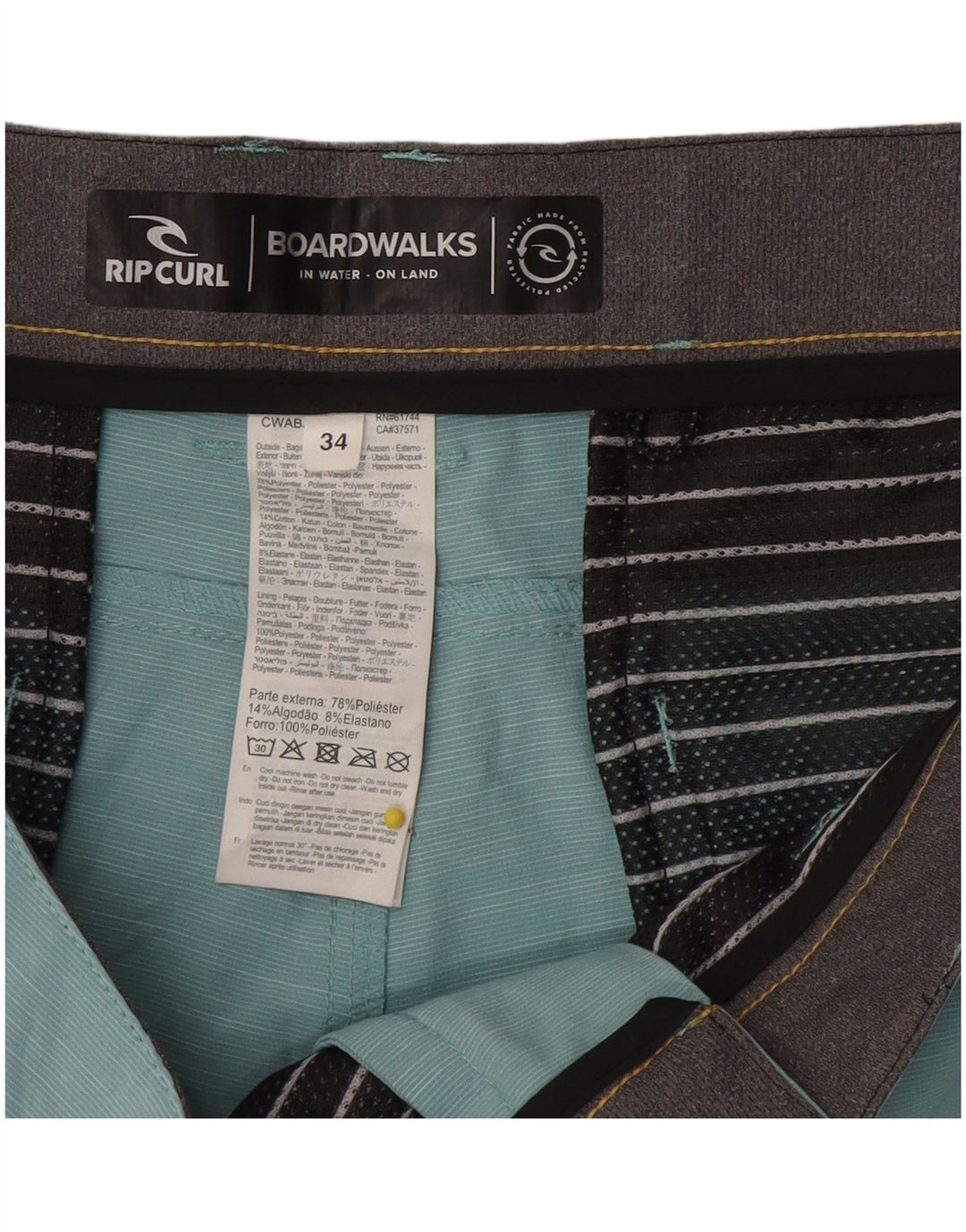 Rip Curl Herre Chino Shorts W34 Large Blue Flecked Polyester