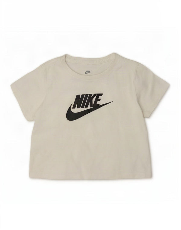 Nike Girls Crop Graphic T-Shirt Top 12-13 år Stor hvid bomuld