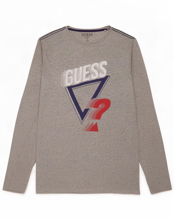 Guess Boys Grafisk Top Langærmet 15-16 År Grå Flecked Bomuld