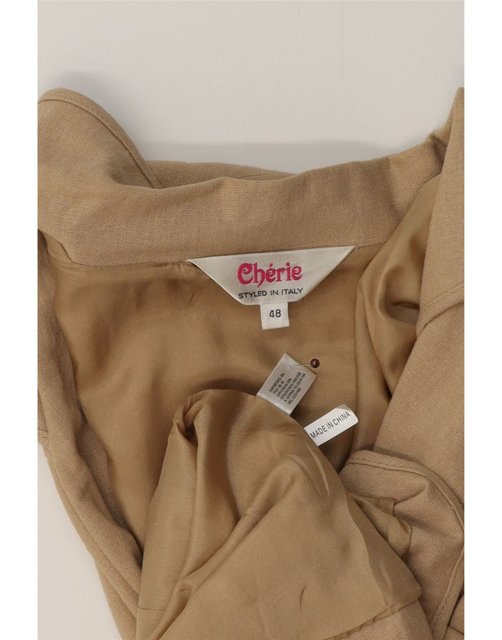 CHERIE Womens 3 Button Blazer Jacket IT 48 XL Beige Linen