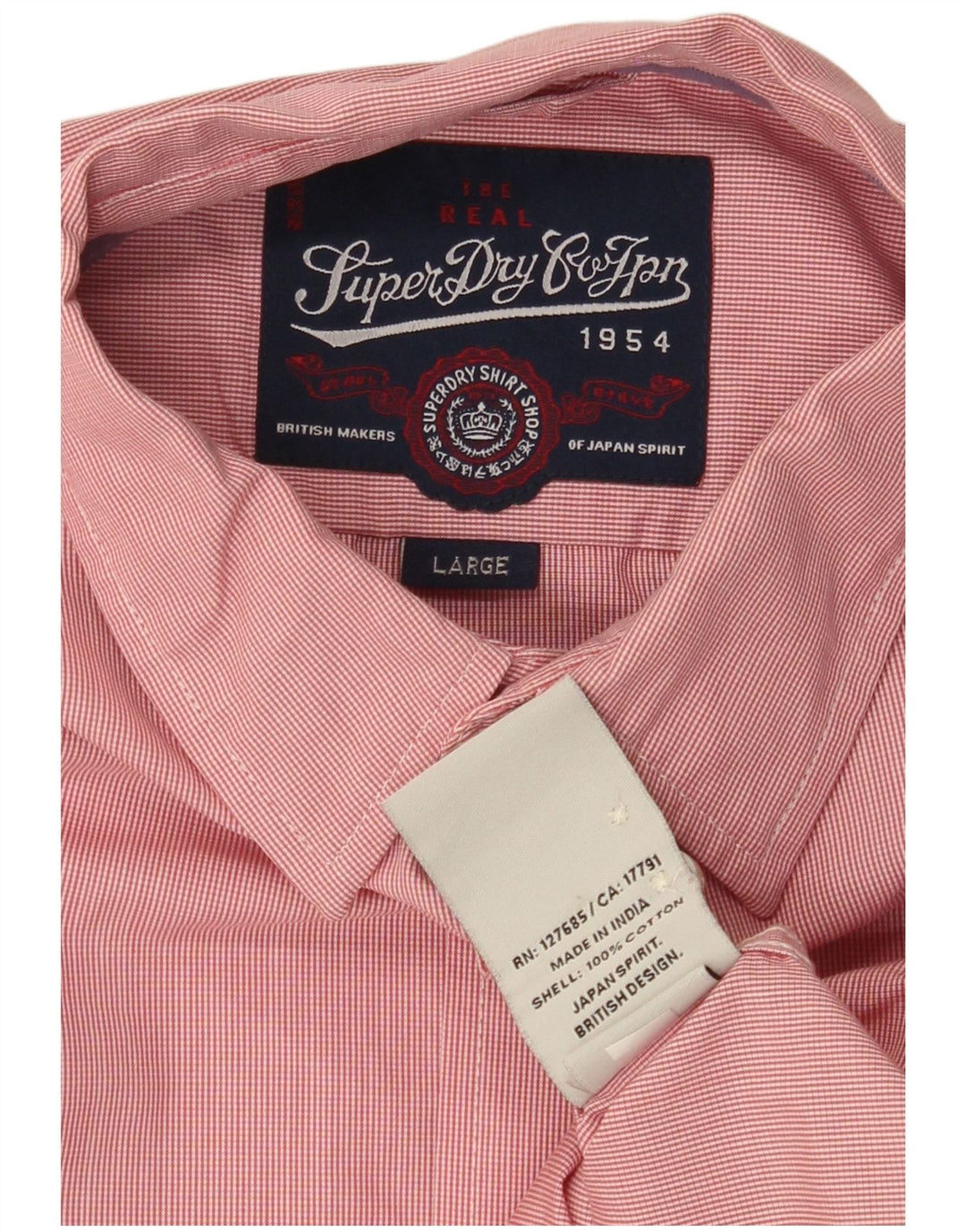 SUPERDRY Mens Shirt Large Red Check Cotton
