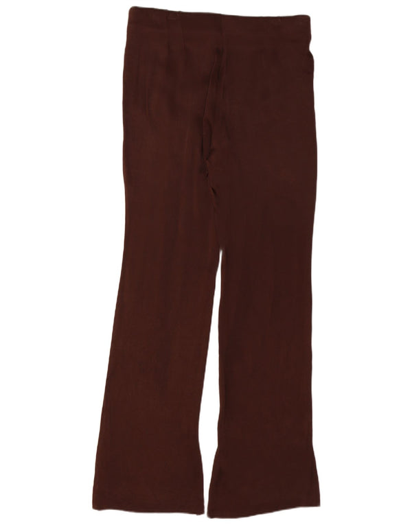 Zara Dame Højtalje Bootcut Casual Bukser Large W30 L32 Brun Viscose