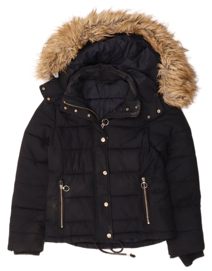 Topshop, polstret jakke til kvinder, UK 8 Lille marineblå polyester