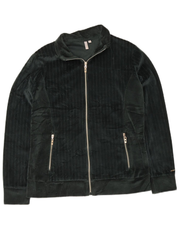 F.LLI Campagnolo Dame Velour Træningsdragt Top Jacket UK 18 XL Grøn