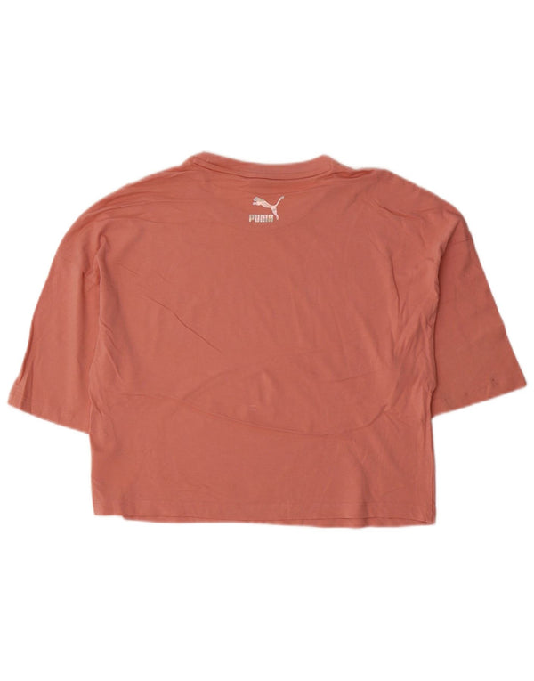 Puma Womens Crop Oversized T-shirt Top UK 6 XS Pink Bomuld