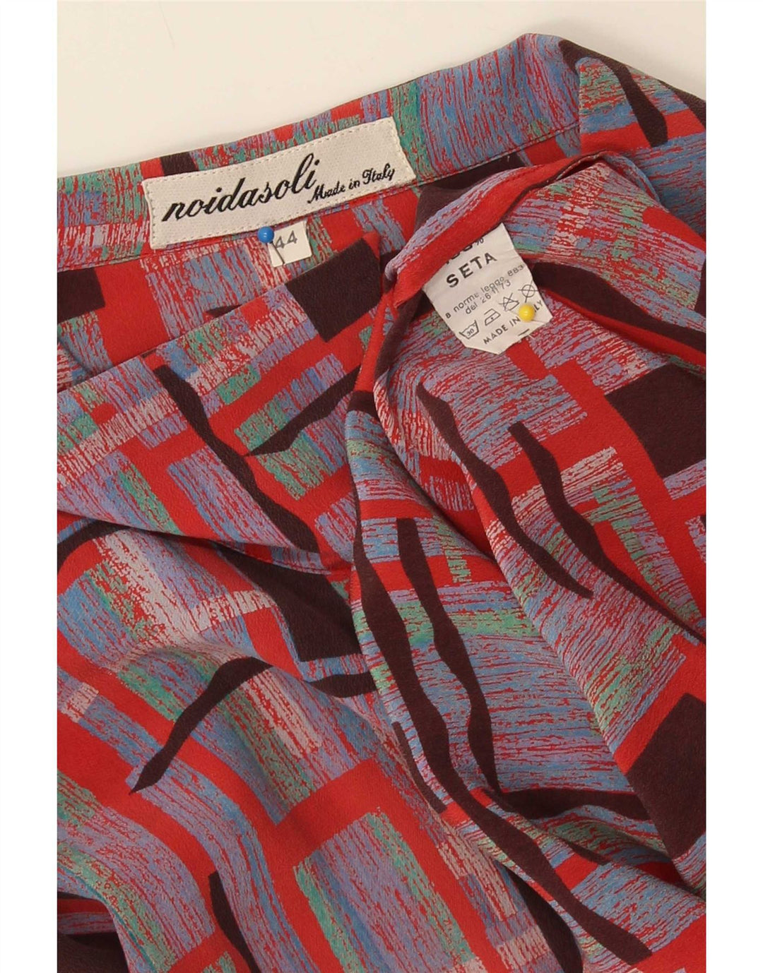 Vintage Dame Oversized Skjorte Bluse IT 44 Medium Flerfarvet Geometrisk