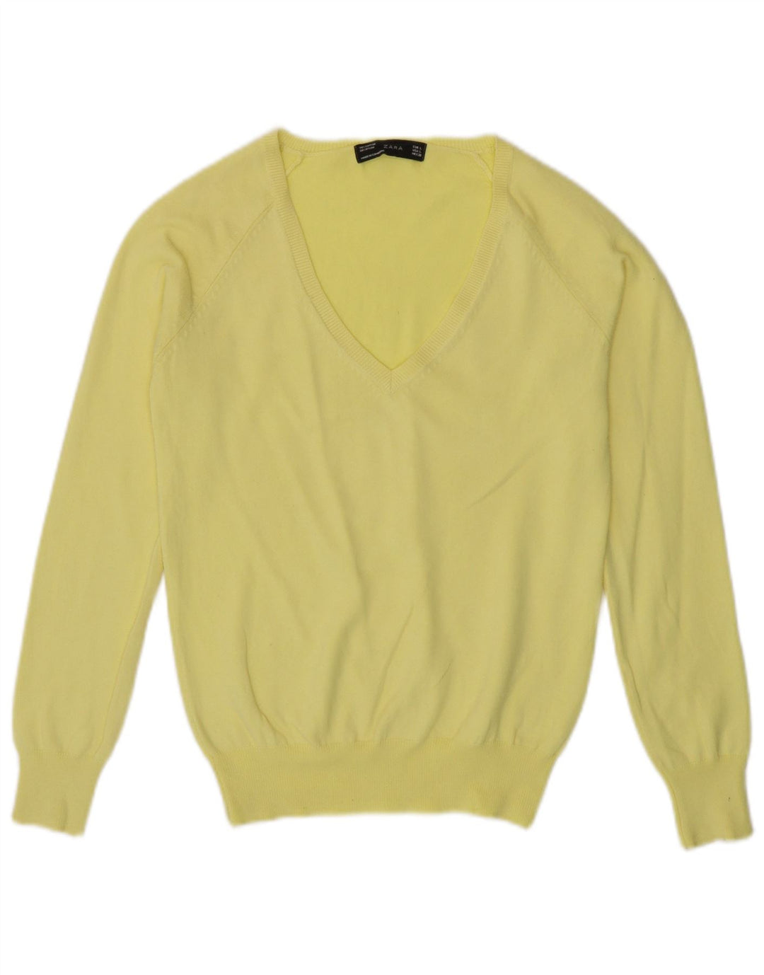 Zara Dame V-hals sweater UK 14 Stor Gul
