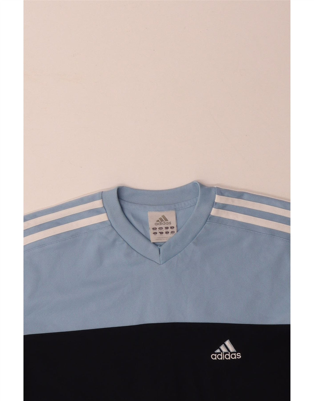 ADIDAS Herre T-Shirt Top UK 34/36 Small Blue Colourblock Bomuld