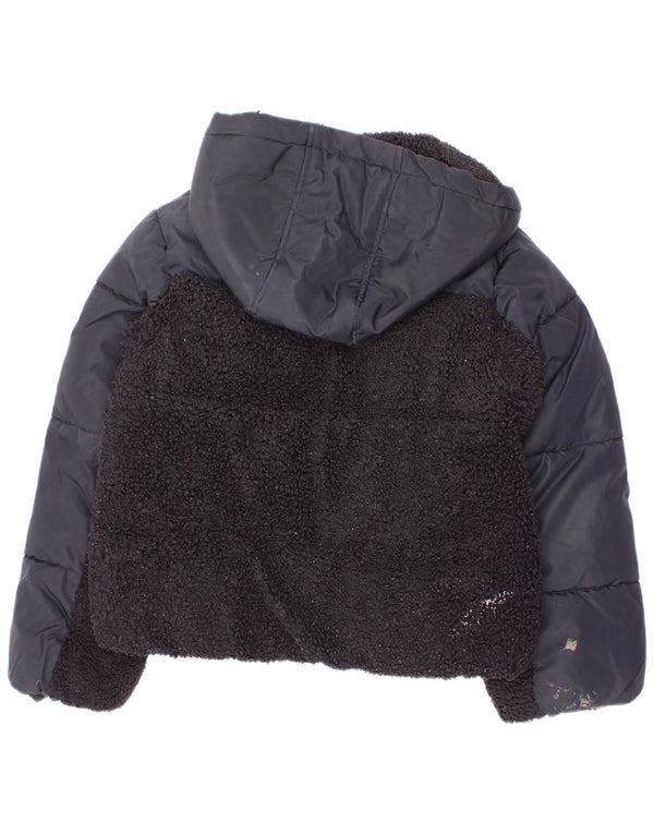 Dkny Pige Hætte Sherpa Polstret Jakke 7-8 År Lille Sort Colourblock