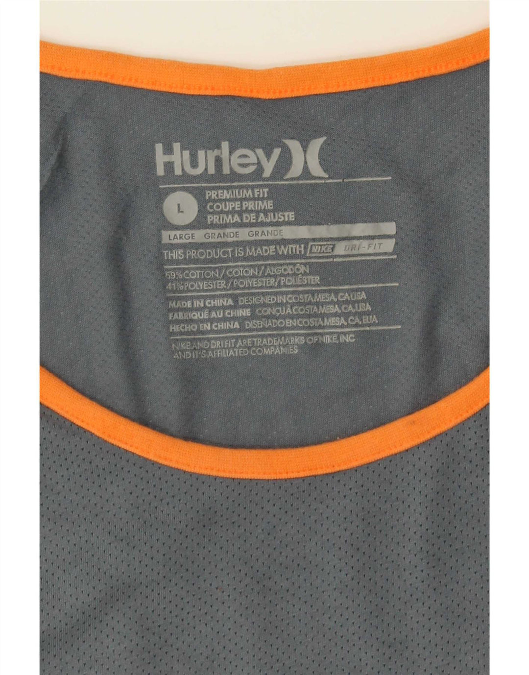 Hurley Herre Premium Fit Vest Top Stor grå stribet bomuld