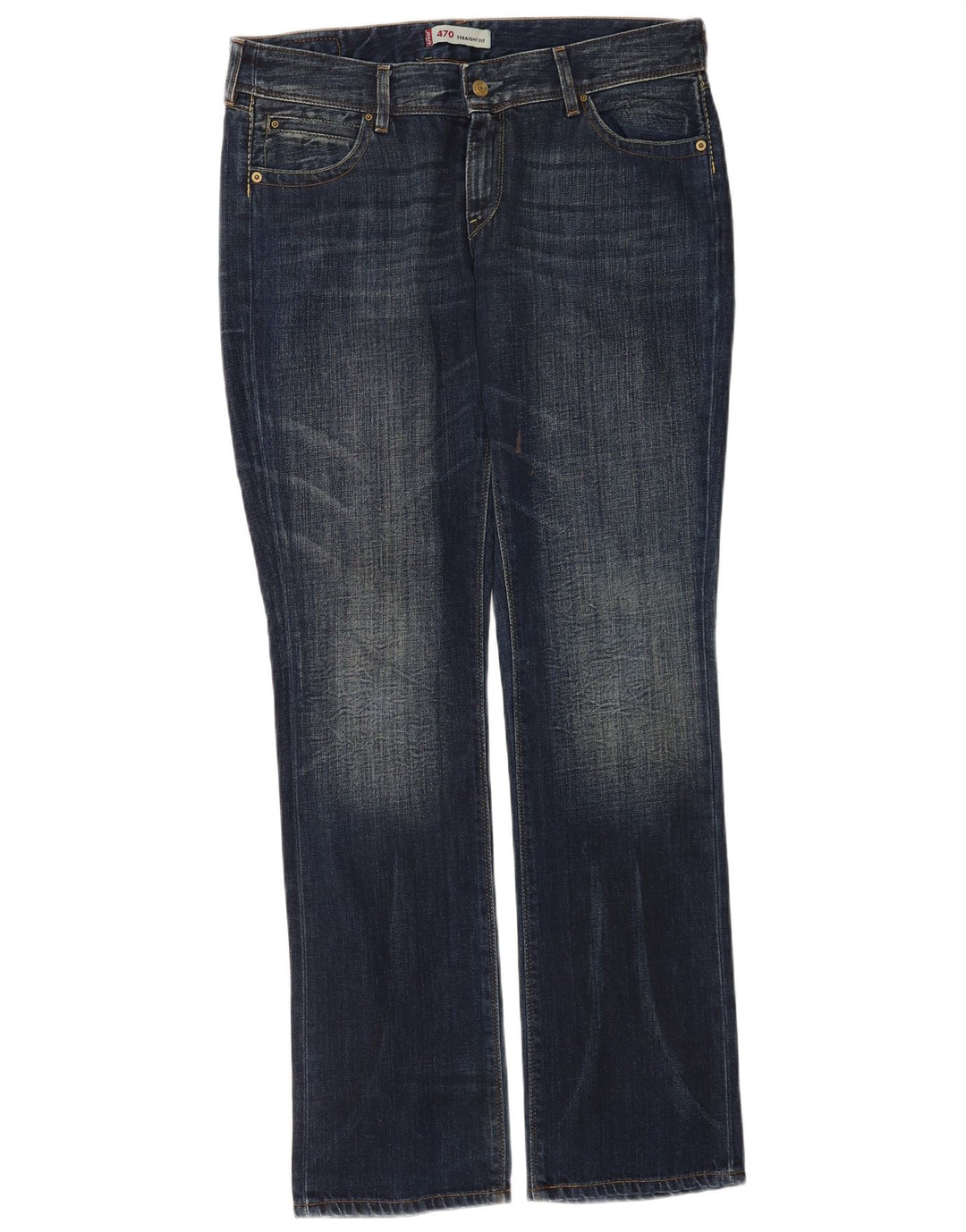 Levi's Dame 470 Straight Jeans W33 L34 Marineblå Bomuld