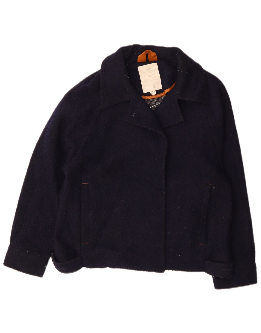 White Stuff Womens Oversized Bomber Jacket UK 10 Small Navy Blue Wool