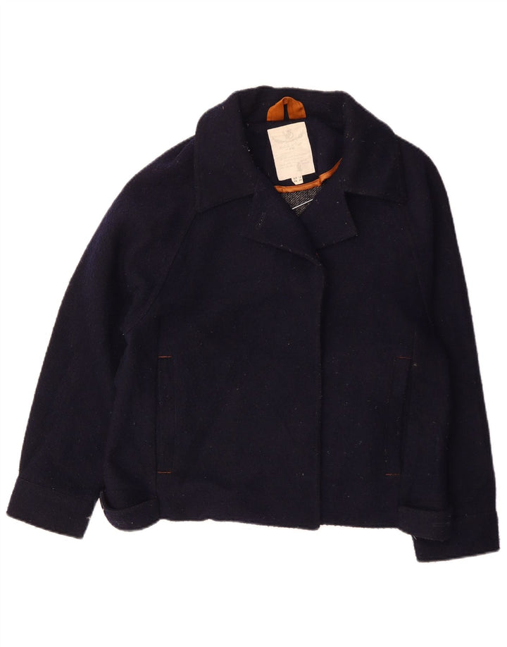 White Stuff Womens Oversized Bomber Jacket UK 10 Small Navy Blue Wool