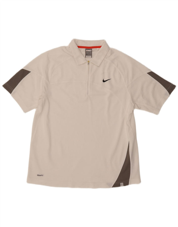 NIKE Poloskjorte til mænd UK 42/44 Stor hvid Colourblock Polyester