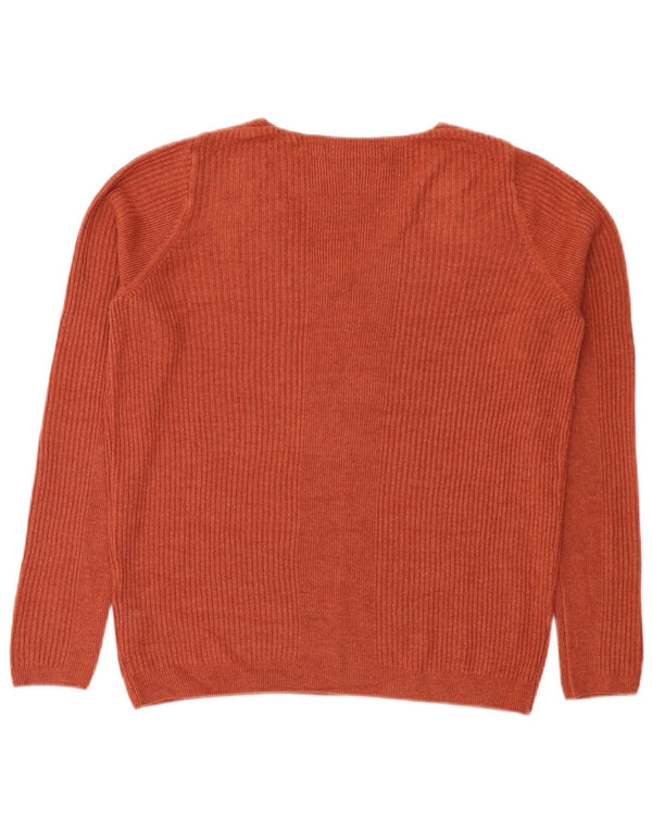 Marks & Spencer Dame V-hals sweater UK 12 Medium Orange Akryl