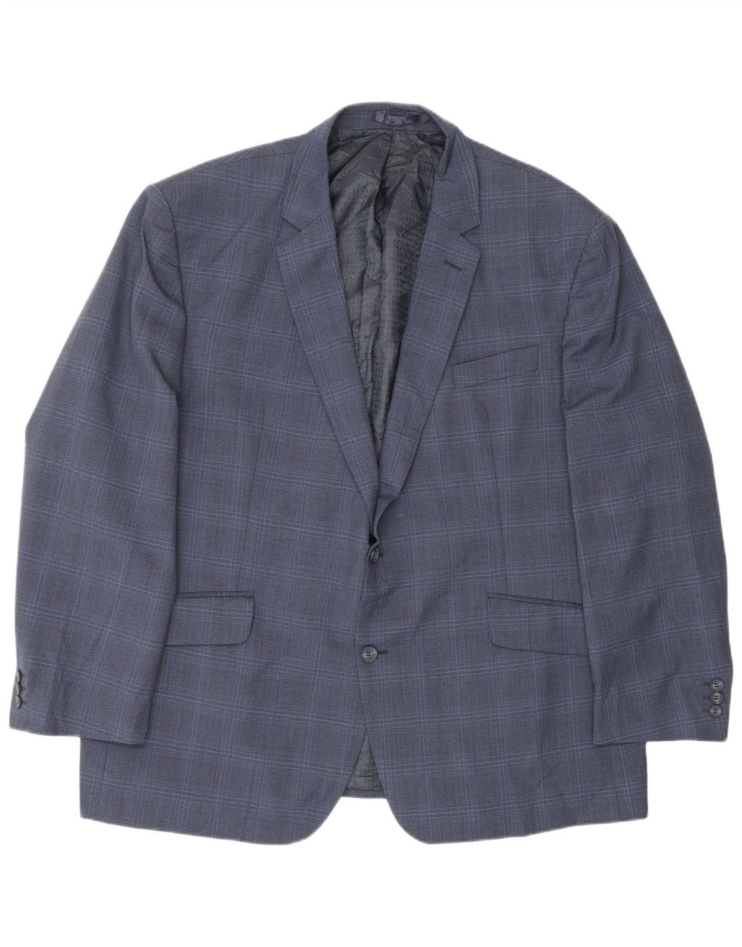 Pierre Cardin Herre 2 Button Blazer Jacket UK 50 5XL Navy Blue Check