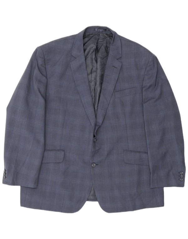Pierre Cardin Herre 2 Button Blazer Jacket UK 50 5XL Navy Blue Check