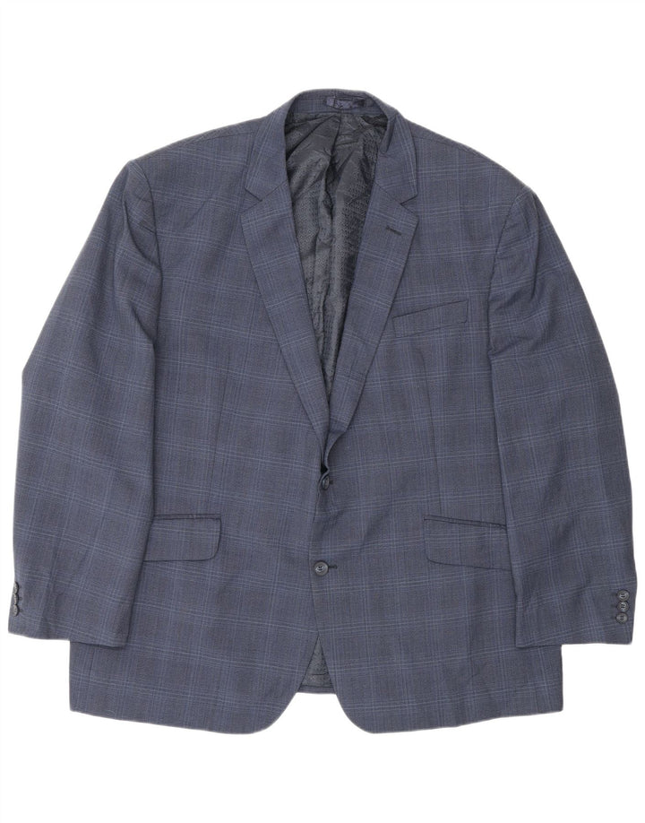 Pierre Cardin Herre 2 Button Blazer Jacket UK 50 5XL Navy Blue Check