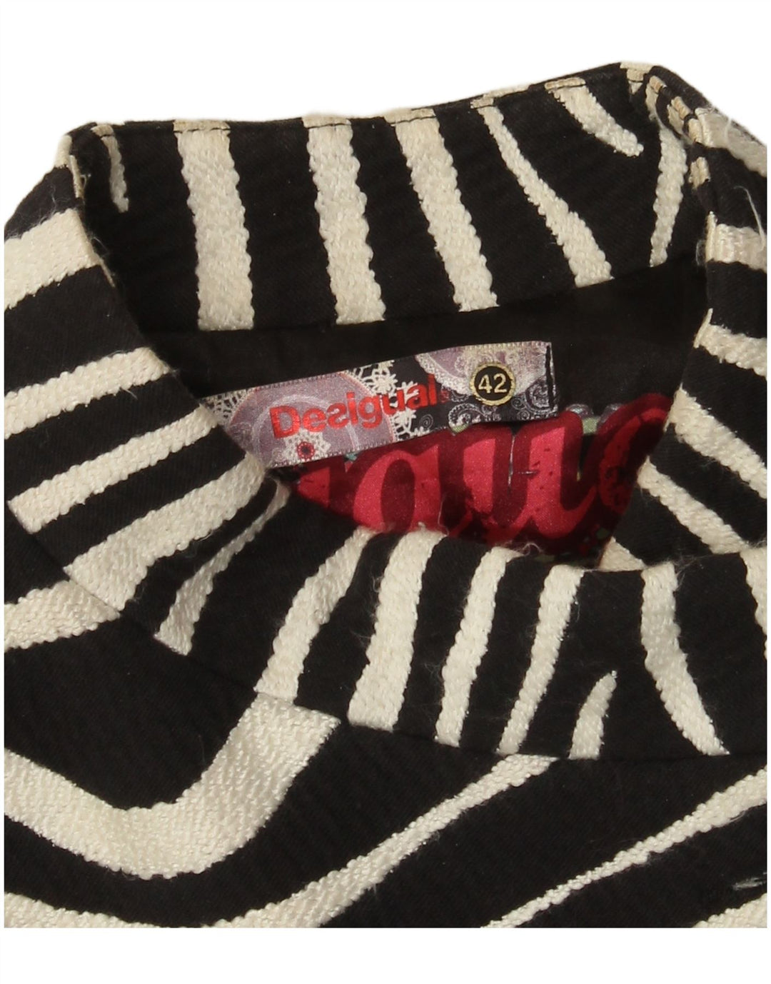 Desigual Dame Overfrakke EU 42 Stort sort dyreprint