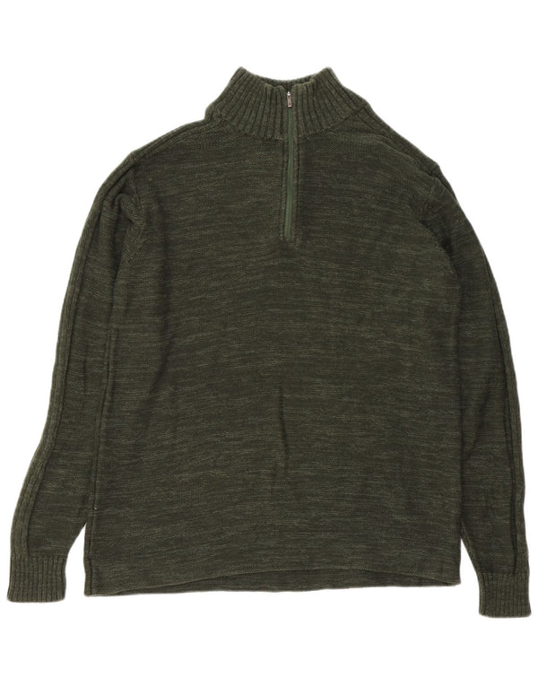 Columbia herre lynlås-hals sweater stor grøn flækket bomuld