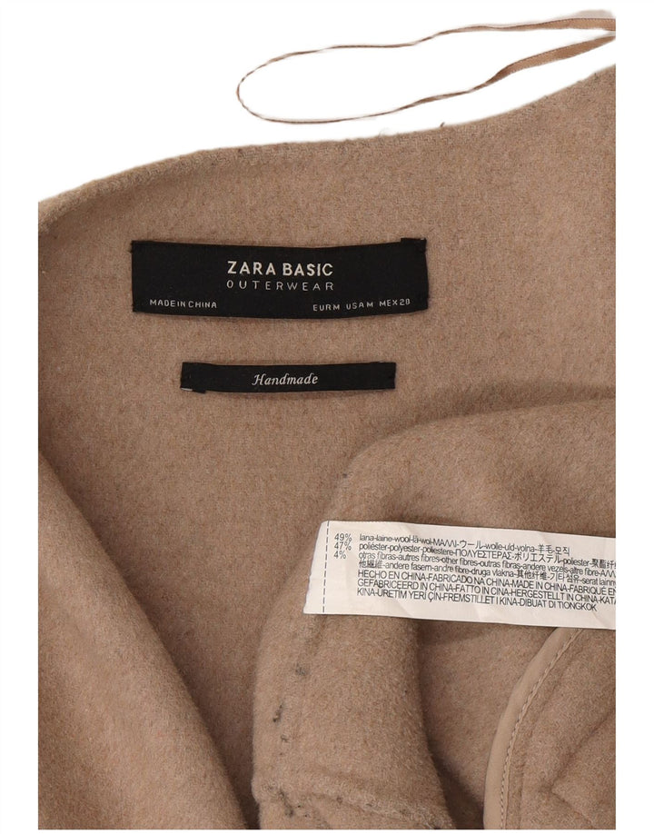 Zara Håndlavet overfrakke til kvinder DK 14 Medium Beige Uld