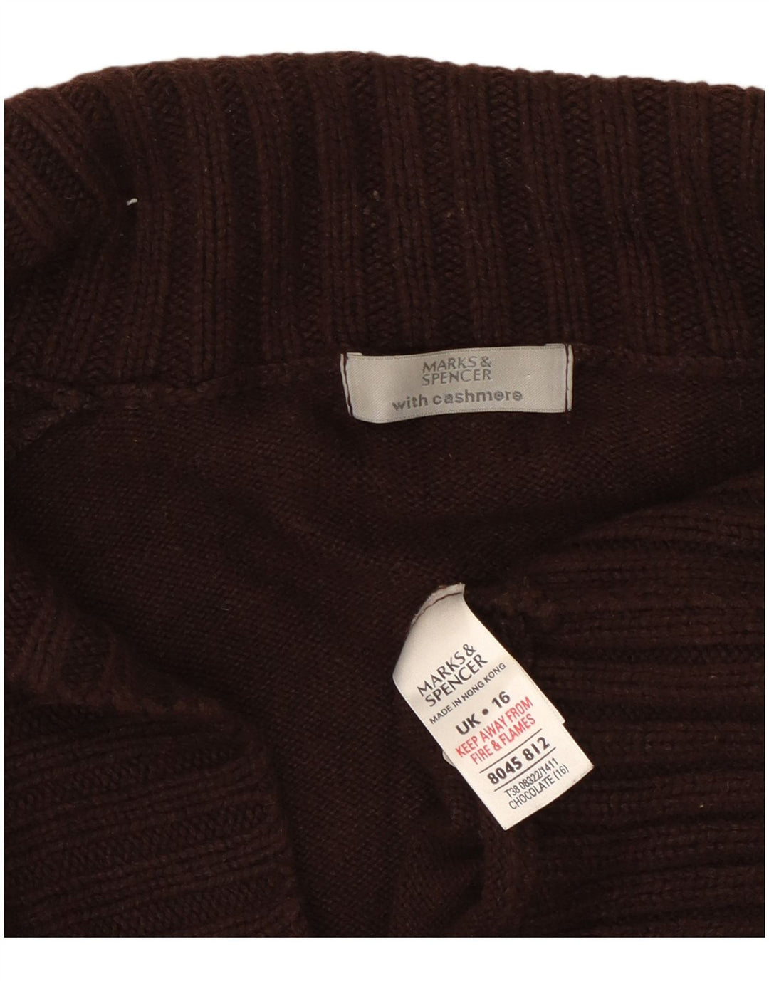 Marks & Spencer Dame Cardigan Sweater UK 16 Stor Brun Bomuld