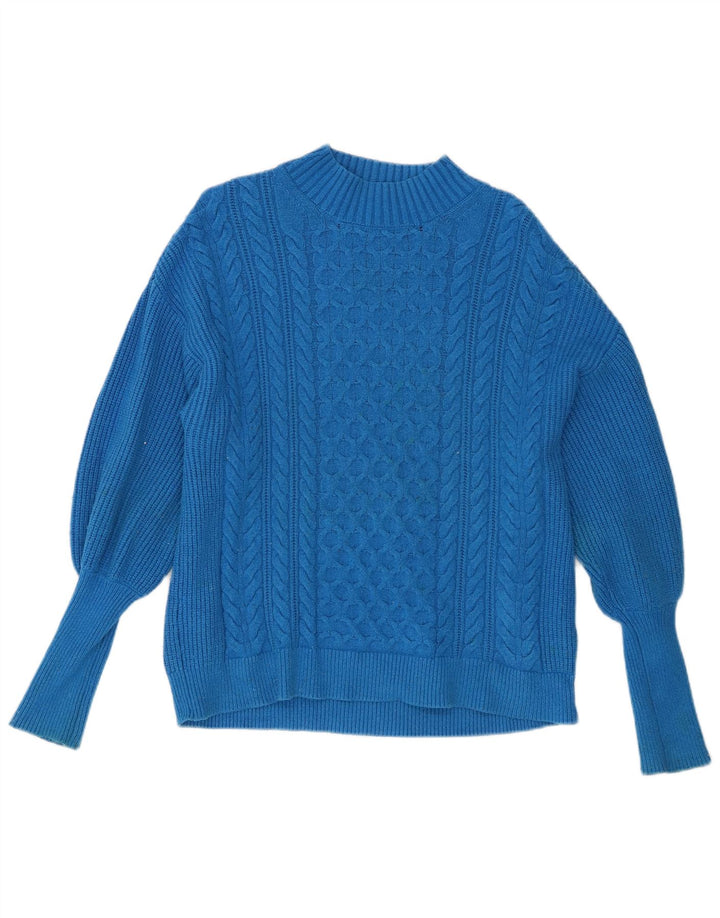 Marks & Spencer Dame Turtle Neck Jumper Sweater UK 16 Large Blue Viscose