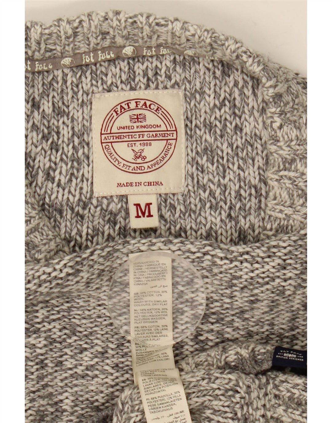 Fedt ansigt til mænd med rund hals sweater mellemgrå flækket bomuld