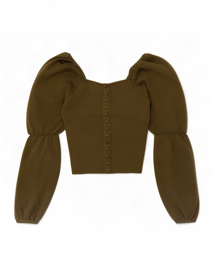 Zara Langærmet Crop Top til kvinder DK 8 Lille Grøn