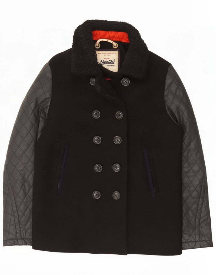 Superdry Womens Pea Coat UK 20 2XL Black Wool